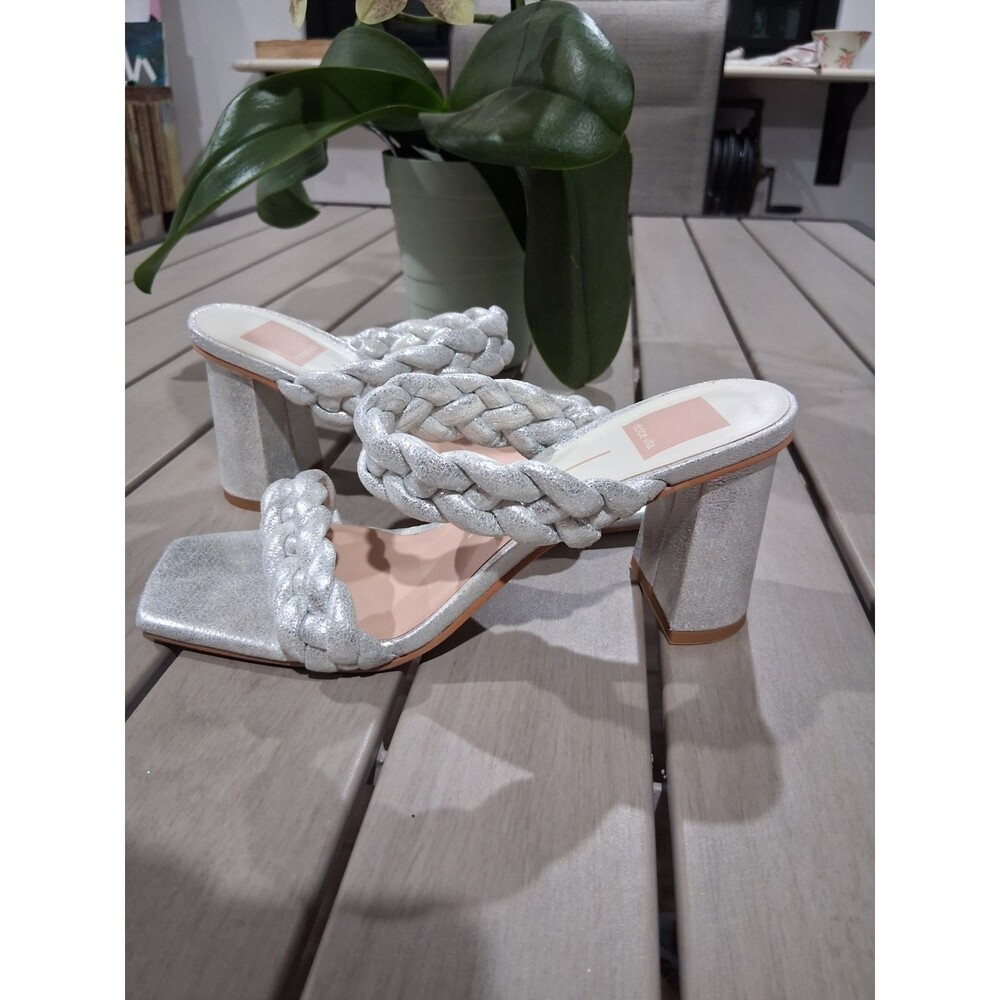 Dolce Vita Square Toe Silver Paily Braided Sandal 8 NWOB $125 SB3